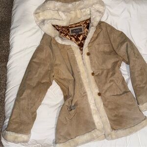 Tan Faux Fur Lined Hooded Jacket